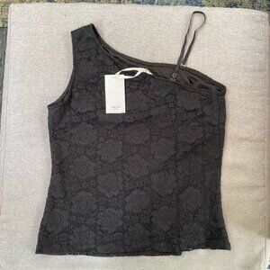 GRACE KARIN Women Comfy Lace Party Tank Tops Asymmetric One Shoulder BLACK XL